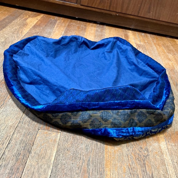 Floor Poof EYES OF INDIA Blue Gold Round BoHo Floor Throw Pillow Round 28 inches - Picture 5 of 16